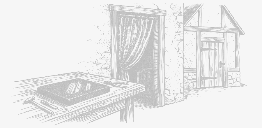 A steel engraving from the Country of Coin: a tollhouse on the road.